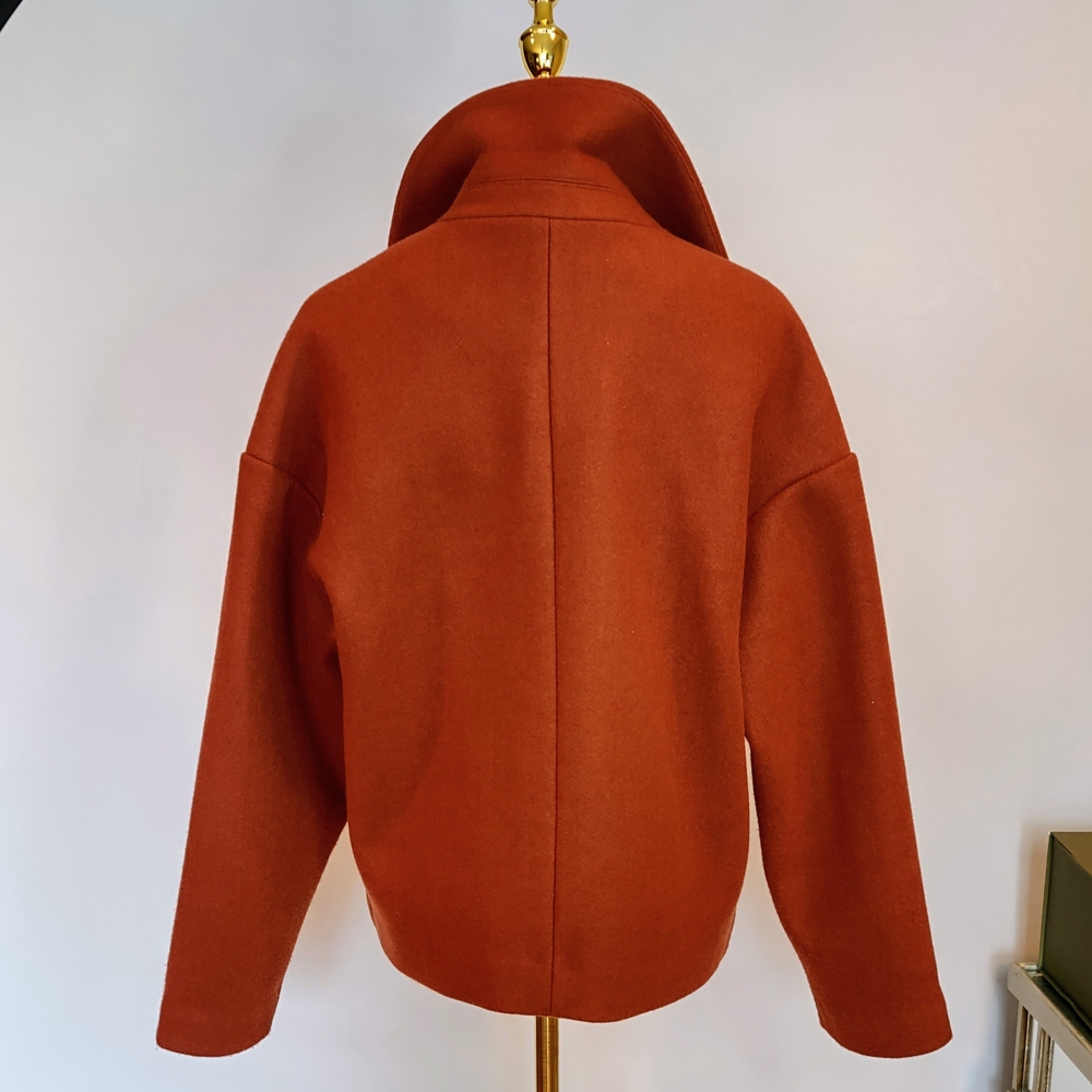 Elodie Cropped Peacoat In Rust/Brown Size X Small Fit Is Oversized - Picture 2 of 5